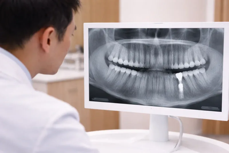 Dentist reviewing digital dental X-ray at Carewell Dental Sentul KL